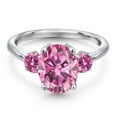 thumbnail image 3 of Gem Stone King 925 Sterling Silver Ring Oval Pink Moissanite and Moissanite Pink (3.28 Cttw), 3 of 6