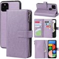thumbnail image 5 of Wallet Case Compatible with Google Pixel 4a 5G,[6 Card Slots] [Wrist Strap] [Stand Feature] Detachable 2 in 1 Magnetic Zipper Leather Slim Cover Case for Google Pixel 4a 5G,6.2 inch Purple, 5 of 17