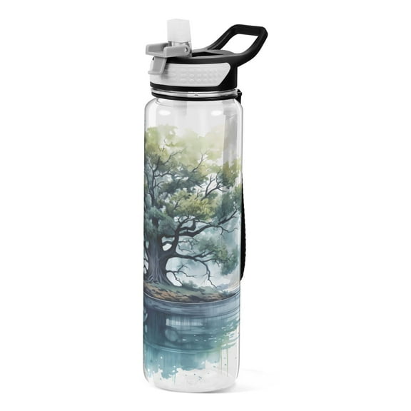 Green Tree 32oz Water Bottles with Straw Tritan Leakproof Sports Bottle BPA Free Clear for Fitness Gym Swimming Cycling