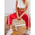 thumbnail image 5 of Women'S Wide Leg Pants Casual Drawstring Elastic Waisted Contrast Color Workout Y2K Track Pants Red M, 5 of 6