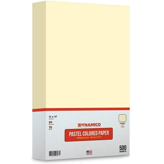 Ivory 11 x 17" Pastel Light Color Regular Paper, Big Size Colored Lightweight Papers | 1 Ream of 500 Sheets