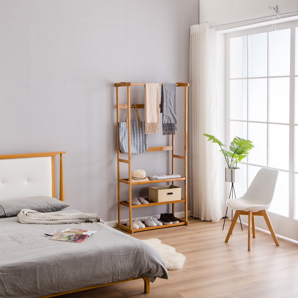 3 Tier Wood Coat Rack Hat Tree Clothes Umbrella Hanger Holder Organizer