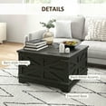 thumbnail image 6 of GVN Coffee Table,Side Tables,Farmhouse Coffee Table, Square Center Table with Flip-top Lids, Distressed Black, 6 of 7