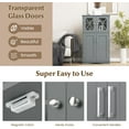 thumbnail image 5 of CZMJY Freestanding Floor Cabinet w/2 Glass Doors, 3-Level Adjustable Shelves, Anti-toppling Design, Kitchen Pantry Cupboard for Bathroom, Living Room (Grey), 5 of 7