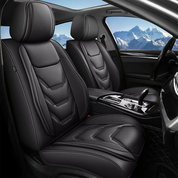 LAONNVIR Seat Covers for Cars,Front Bench for Car Breathable Automotive Seat Covers&Accessories Universal Fit for Nissan Seat Covers for Car,Sedans(Black,Front Pair)