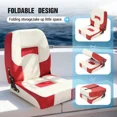 thumbnail image 6 of Kojem Boat Seat Low Back Folding Fishing White+Red Seat Captain Chair Foam Padding, 6 of 10