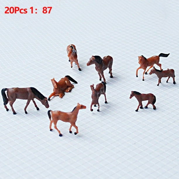 QXKE 20Pcs187 Painted Cows Horses Model Trains HO Scale Farm Animals Figures