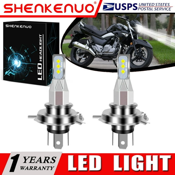 SHENKENUO For Suzuki GW250 GZ250 GSXS750 - 2X 9003 H4 LED Headlights Bulbs 55W 6000K White,Pack of 2,C02