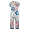 thumbnail image 6 of Frostluinai Women's Pajama Sets Boho Flroal Short Sleeve Sleepwear Button Up Pj Loungewear Top and Capri Pants with Pockets S-3XL, 6 of 6