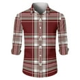 thumbnail image 5 of LTTVQM Mens Shirts 2026 Plaid Print Casual Button Down Shirts Regular Fit Long Sleeve Tunic Tops Collar Spring Fashion Blouses Deep Red 3XL, 5 of 6