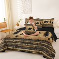 thumbnail image 4 of Manfei Vintage Wildlife 7 Pieces Full Size Bedding Sets,Cartoon Bear Full Size Bed in a Bag,Brown,Black Reversible, 4 of 7