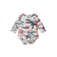 thumbnail image 4 of Chollius 2-Pack Newborn Infant Baby Girl Boy Romper Fly Sleeve Crew Neck Floral Print Triangle Snap Jumpsuit, 4 of 9
