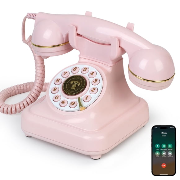 Teléfono de escritorio retro Bluetooth Sangyn con auricular y altavoz