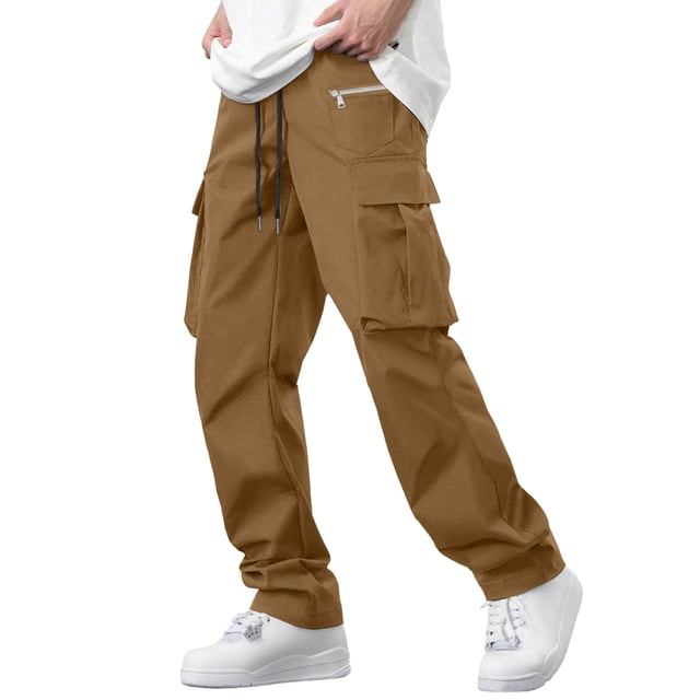 Pantalon Cargo Décontracté pour Hommes avec Poches, Taille Élastique avec Cordon de Serrage, Pantalon de Randonnée, Pantalon de Travail Multi-Poches pour Extérieur, Jogging, Usage Quotidien, Équipement de Vacances Relaxant