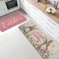 thumbnail image 5 of Happy Easter Hunny Bunny Kitchen Rugs Set of 2, Cute Rabbit Flower Pink Kitchen Mats Decor, Seasonal Floor Door Mat Home Decorations -17x29 and 17x47 Inch, 5 of 6