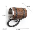 thumbnail image 2 of Jarra de cerveza de barril de madera hecha a mano, vajilla con forma de cubo con asa, taza de cóctel de doble pared de acero inoxidable, 2 of 6