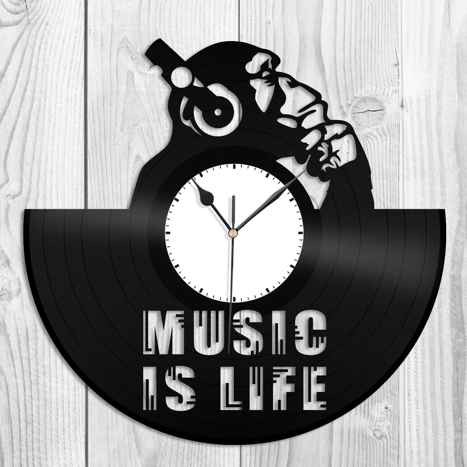 Music Is Life Vinyl Wall Clock Unique Design Music Lovers Gift Home Decoration Vintage Design Office Bar Room Home Decor