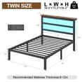 thumbnail image 3 of E-motie Twin Size Bed Frame with Storage Headboard, Heavy Duty Platform Bed Frame with Charging Station and LED Light, Easy to Assemble, No Box Spring Required, Black, 3 of 8