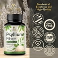 thumbnail image 5 of Psyllium Husk Fiber Supplement 2000mg - Extra Strength Psyllium Fiber Powder - Natural Soluble Fiber Pills, Supports Digestion, Colon Health & Regularity, Plant Based, Bottled in USA - 60 Capsules, 5 of 12