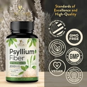 Psyllium Husk Powder 2000mg Per Serving Supplement - Extra Strength Psyllium Fiber Powder - Natural Soluble Fiber Pills, Supports Digestion, Colon Health & Regularity, Bottled in USA - 60 Capsules