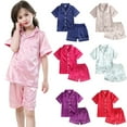 thumbnail image 5 of Silk Pajamas for Girls Coat Style Girls Pajama Set Button Down 2 Piece Clasic Sleepwear Girls Satin Pajamas Size 4T, 5 of 5