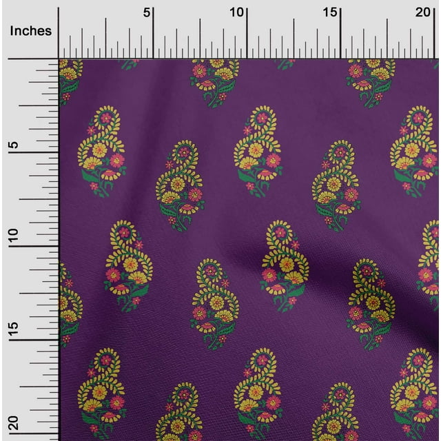 oneOone Polyester Lycra Fabric Leaves|Swirl & Floral Block Print Fabric By Yard 56 Inch Wide