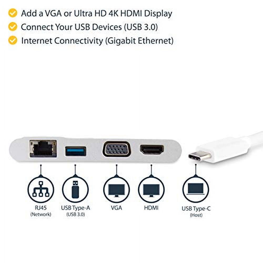 StarTech.com USB C Multiport Adapter - USB C to HDMI / USB A / VGA / Gigabit Ethernet - USB Type C Hub - USB C Adapter - image 2 of 3