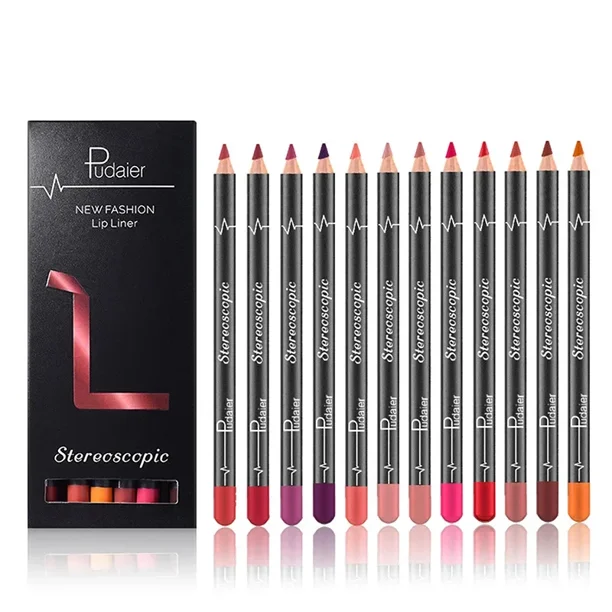 Delineador de labios resistente al agua, lápiz labial hidratante de larga duración, lápiz labial mate Nude, bolígrafos de maquillaje profesional, 12 unidades por juego
