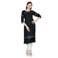 thumbnail image 2 of Bimba Kurta Kurti Femme Manches 3/4 Formelle Décontractée Tunique en Rayonne avec Dentelle, 2 of 3