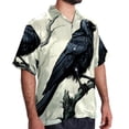 thumbnail image 2 of Crow Men's Short Sleeve Hawaiian Shirt Button Down Poplin Beach Casual Printed Unisex Summer Tops, 2 of 6