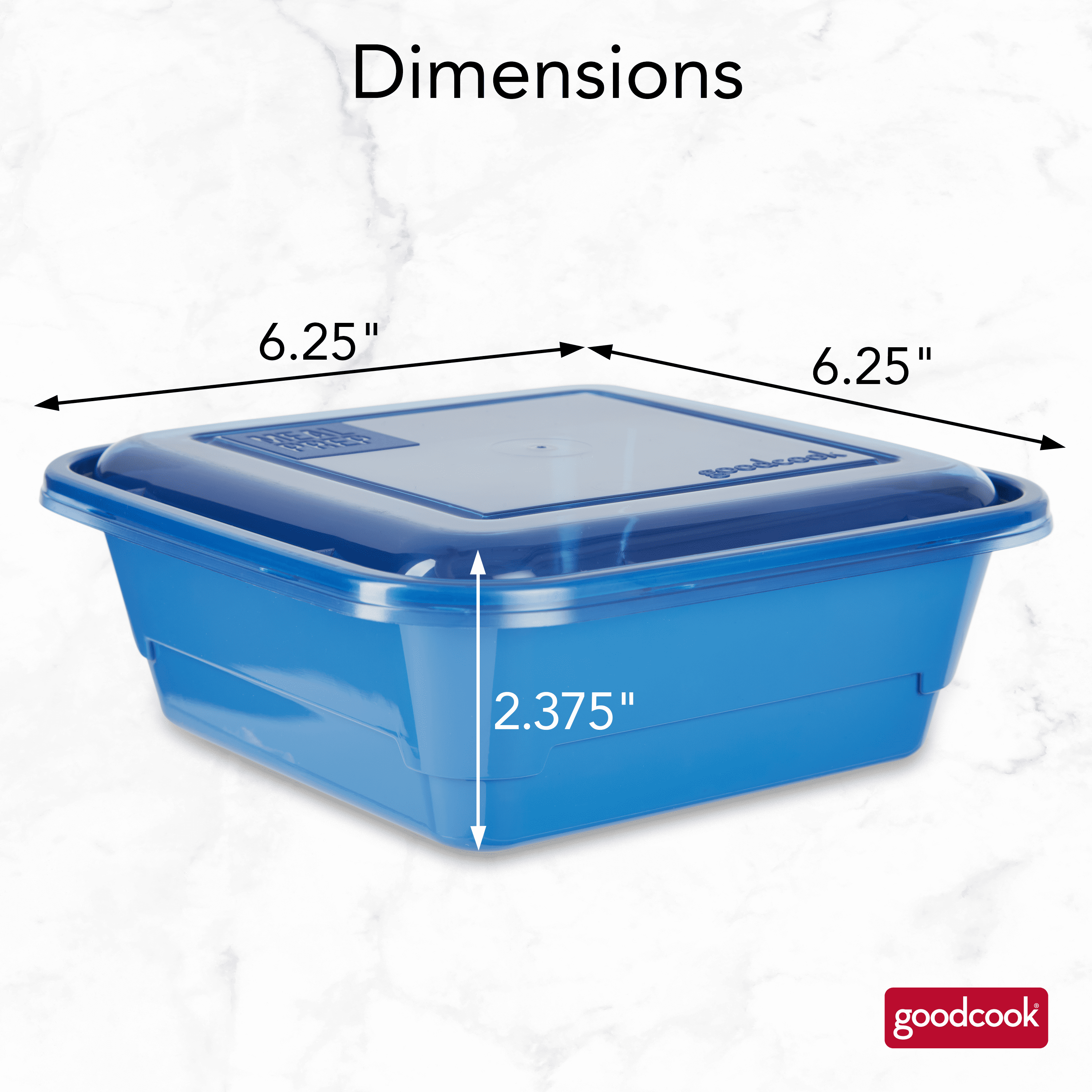 GoodCook Meal Prep 1 Compartment Square Containers + Lids