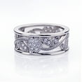 thumbnail image 2 of Platinum Plated Sterling Silver 0.5ct CZ Flower Wedding Band Vintage Eternity Ring ( Size 5 to 9 ), 8, 2 of 2