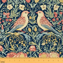 Homewish Bohemian Bird Animal Fabric by the Yard 2 Yards, Hippie Rustic Leaf Botanical Sewing Fabric, Vintage Mandala Style Fabric for Sewing, Microfiber Bedroom Decor