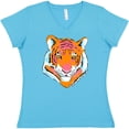 thumbnail image 3 of Inktastic Tiger Head Women's V-Neck T-Shirt, 3 of 5