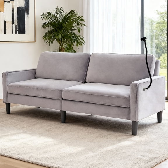 Modern Loveseat Sofa for Living Room, Linen Recliner with Removable Cover, Spring Cushions, Solid Wood Frame, Easy Assembly for Small Spaces, Gray