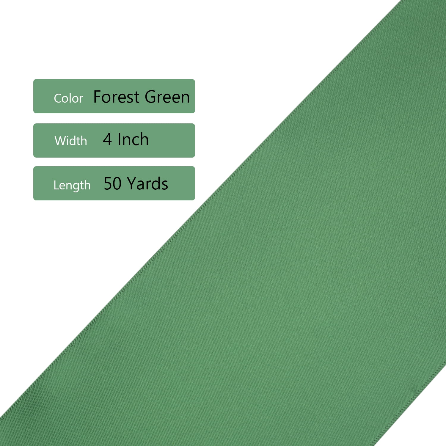 Ribbonitlux Forest Green Satin Ribbon 4 inch Double Sided Quality Satin for Weddings, Invitations, Sashes, Crafts, Apparel, Headbands - 50 Yds/roll