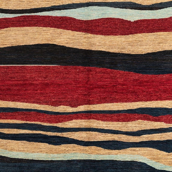 Ahgly Company Indoor Square Abstract Tiger Orange Brown Area Rugs, 5' Square