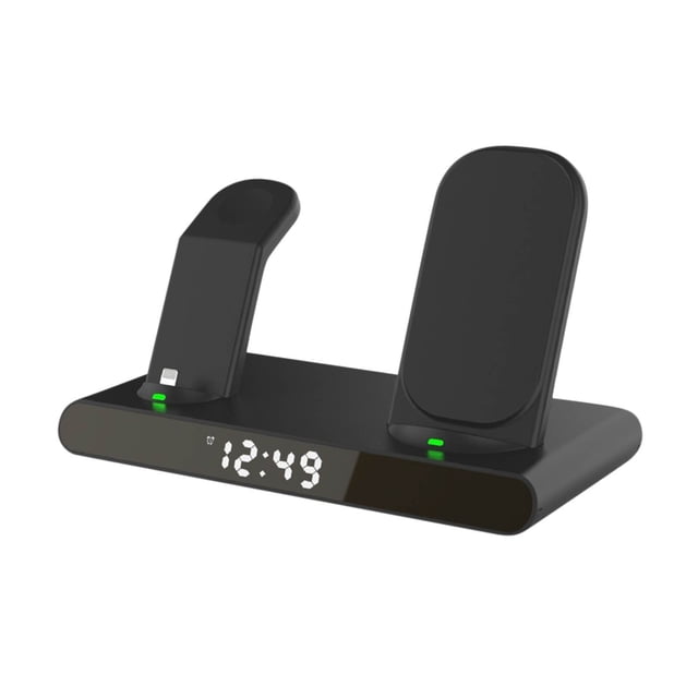Cargador Inalámbrico de Teléfono Reloj 15W 3-En-1 Cargador Inalámbrico Vertical, Adecuado para Teléfonos Móviles, Relojes, Auriculares 3-En-1 Cargador Magnético de Teléfono