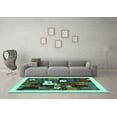 thumbnail image 3 of Ahgly Company Machine Washable Indoor Square Abstract Turquoise Blue Contemporary Area Rugs, 8' Square, 3 of 4