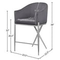 thumbnail image 7 of Maklaine 26.5" Contemporary Velvet Counter Stool in Rich Gray/Chrome, 7 of 7