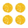 thumbnail image 1 of Unique Bargains 4 Pcs Wicker Rattan Balls 3.9 Inch Rattan Decorative Balls for Vase Fillers Craft Home Decor Yellow, 1 of 5