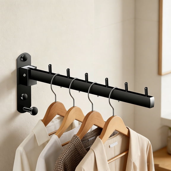 Clothes Hanger for Laundry Room Swing Clothes Hanger Rack, Garment Racks Clothes Bar Wall Mounted,Laundry Drying Rack 304 Stainless Steel Space Saving Clothing Hanging System
