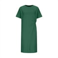 thumbnail image 6 of Arnsht Women's Summer Crew Neck Short Sleeve Midi Tshirt Dresses Solid Color Casual Tunic Dress with Pockets Green M, 6 of 9