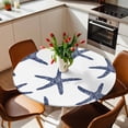 thumbnail image 2 of Starfish Elastic Fitted Round Table Cover Marine Life Blue Ocean Waterproof Outdoor Tablecloth for Holiday Party, Picnic, Patio & Dining Fits Tables Up to 45"-54", 2 of 8