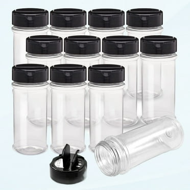 12 Pack 5.5 Oz Plastic Spice Jars with Shaker Lids, BPA Free, Made in the USA