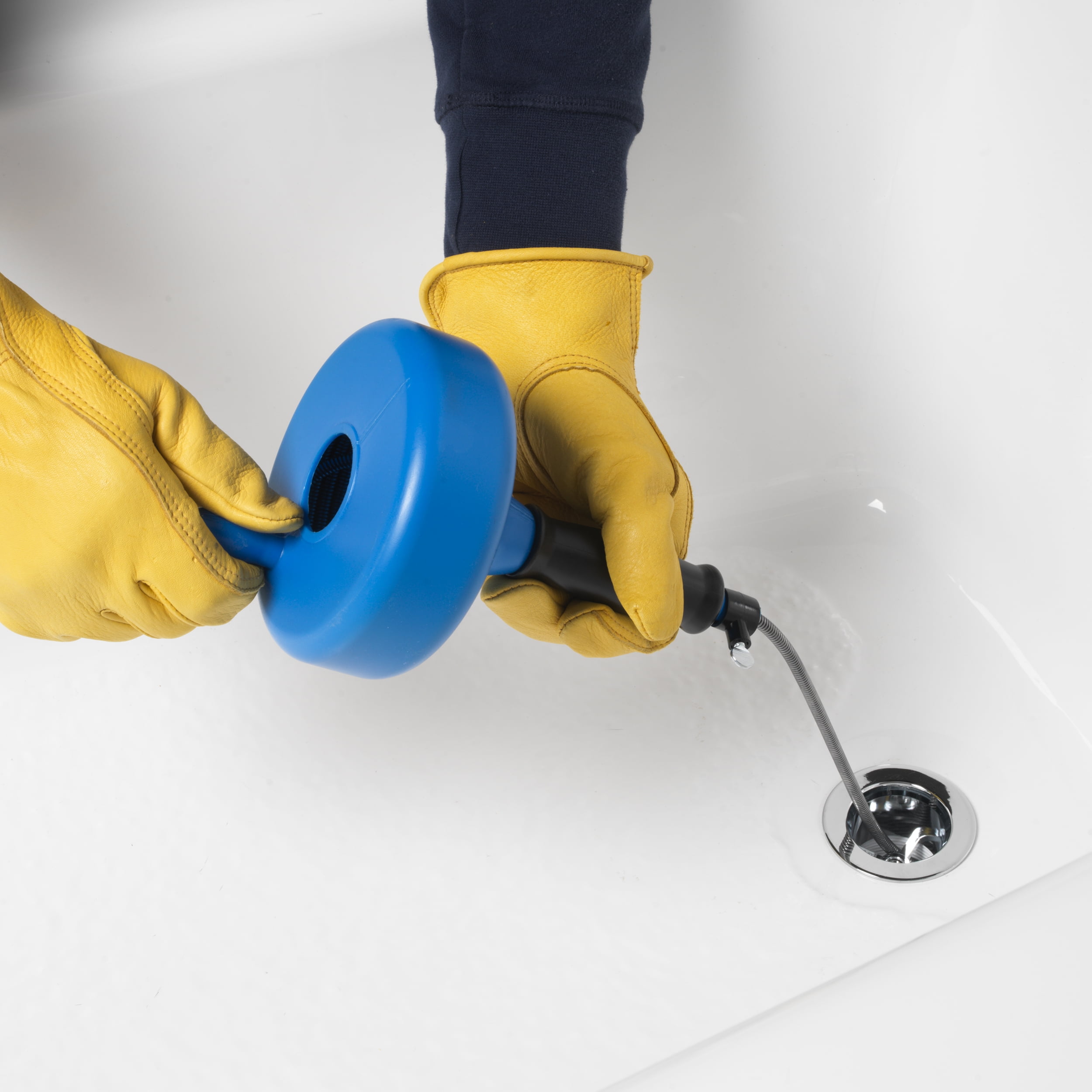 Plumb Craft 1/4 in. x 15 ft. Handheld Drain Snake Auger with Plastic Drum and Cable, Manual Crank