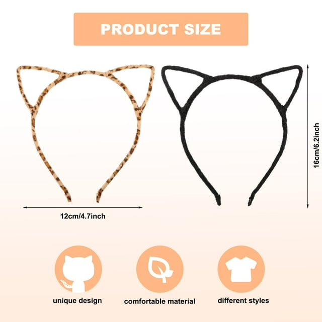 maskred 2pcs/set Stylish And Serviceable Leopard Kitty Hair Hoops For Daily Cute And Stylish Hoops For Girls 1Set