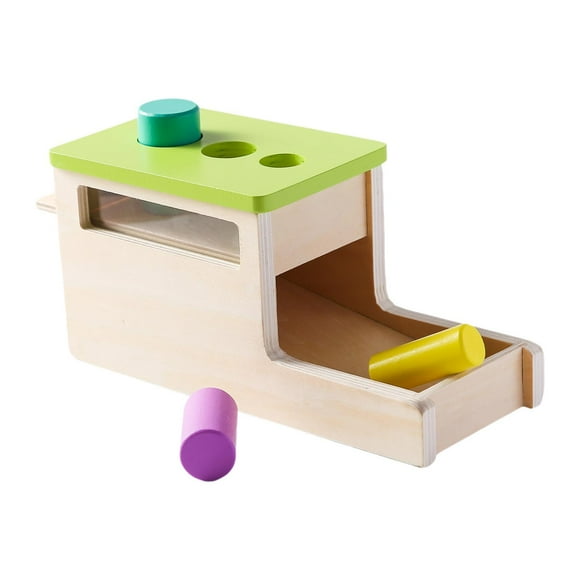 Xuanheng Montessori Object Permanence Box Matching Box Early Educational Drop Box Montessori Toy Wooden Drop Toy for Toddlers Children