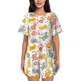 thumbnail image 1 of Balery Boho Bunny Conjunto de Pijama para Mujer con Estampado, Dos Piezas de Manga Corta y Shorts, Ropa de Dormir Suave con Cuello Redondo y Bolsillos-Small, 1 of 6