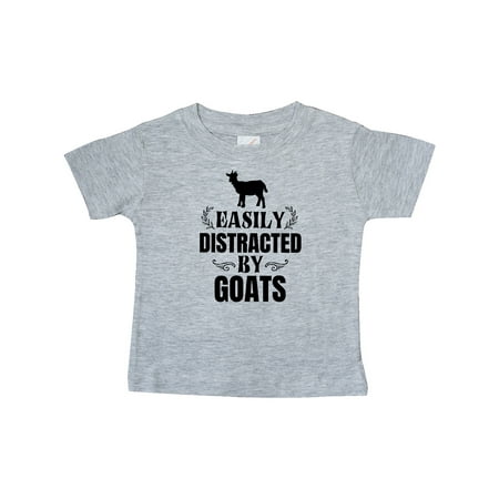 

Inktastic Easily Distracted by Goats Gift Baby Boy or Baby Girl T-Shirt